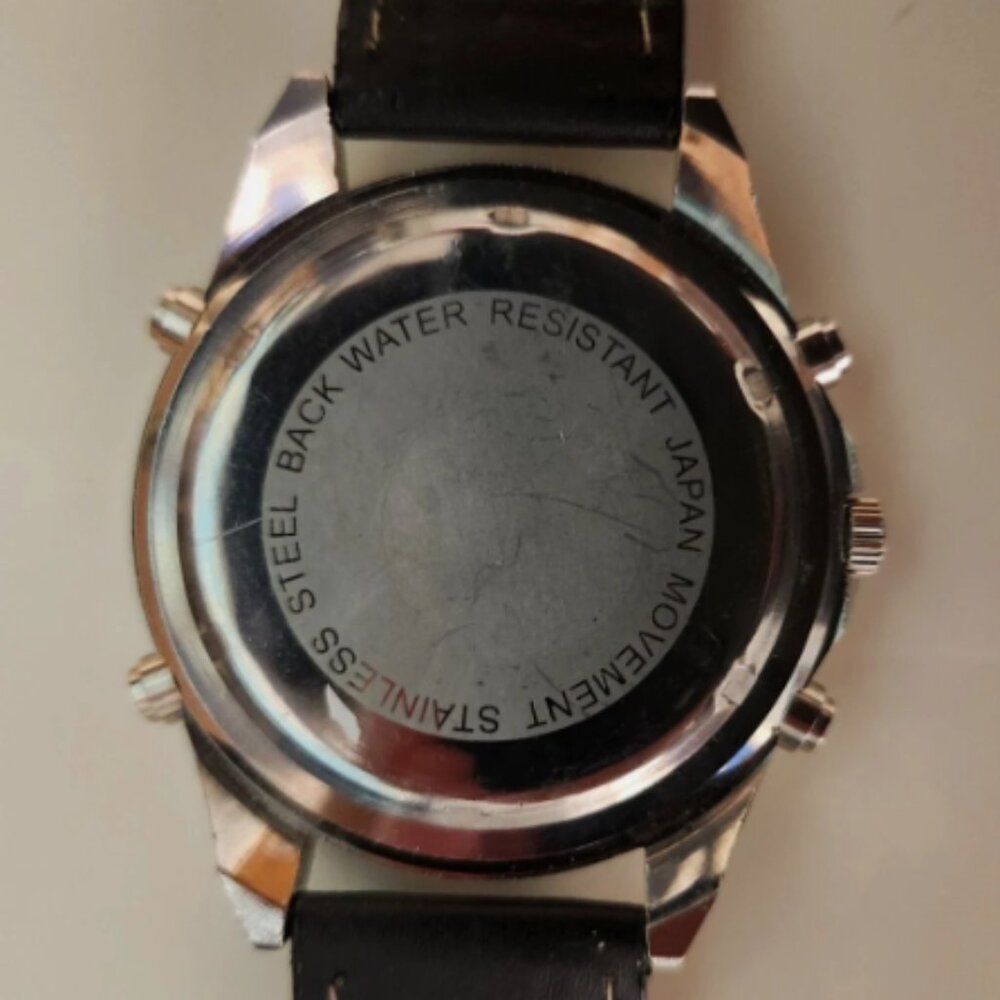 Abstract 5 Time Zones w/ Leather Band, Quartz Face, Stainless Steel (READ) - Picture 5 of 6